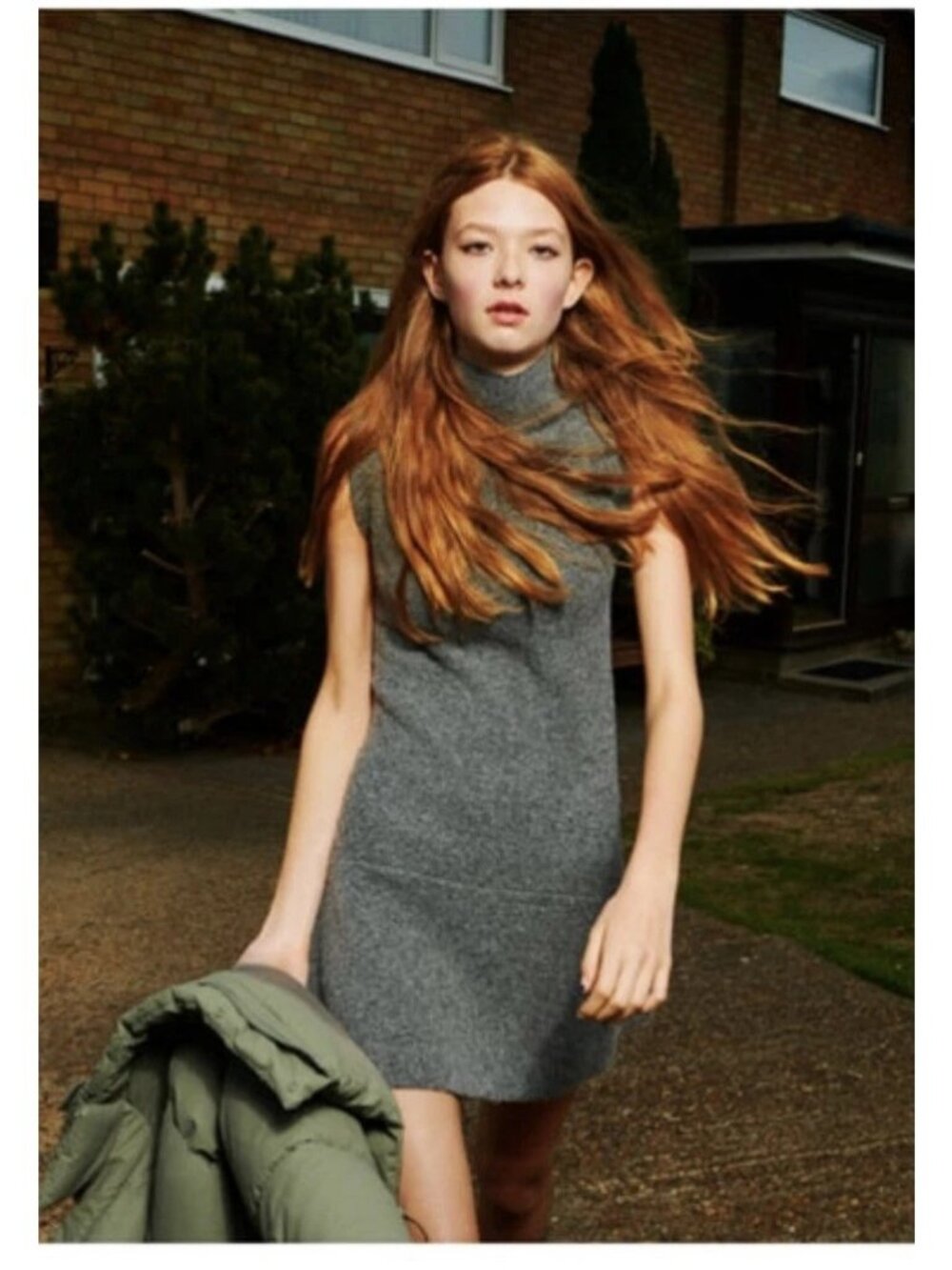 Zara Grey Sleeveless Mock Neck Skater Dress